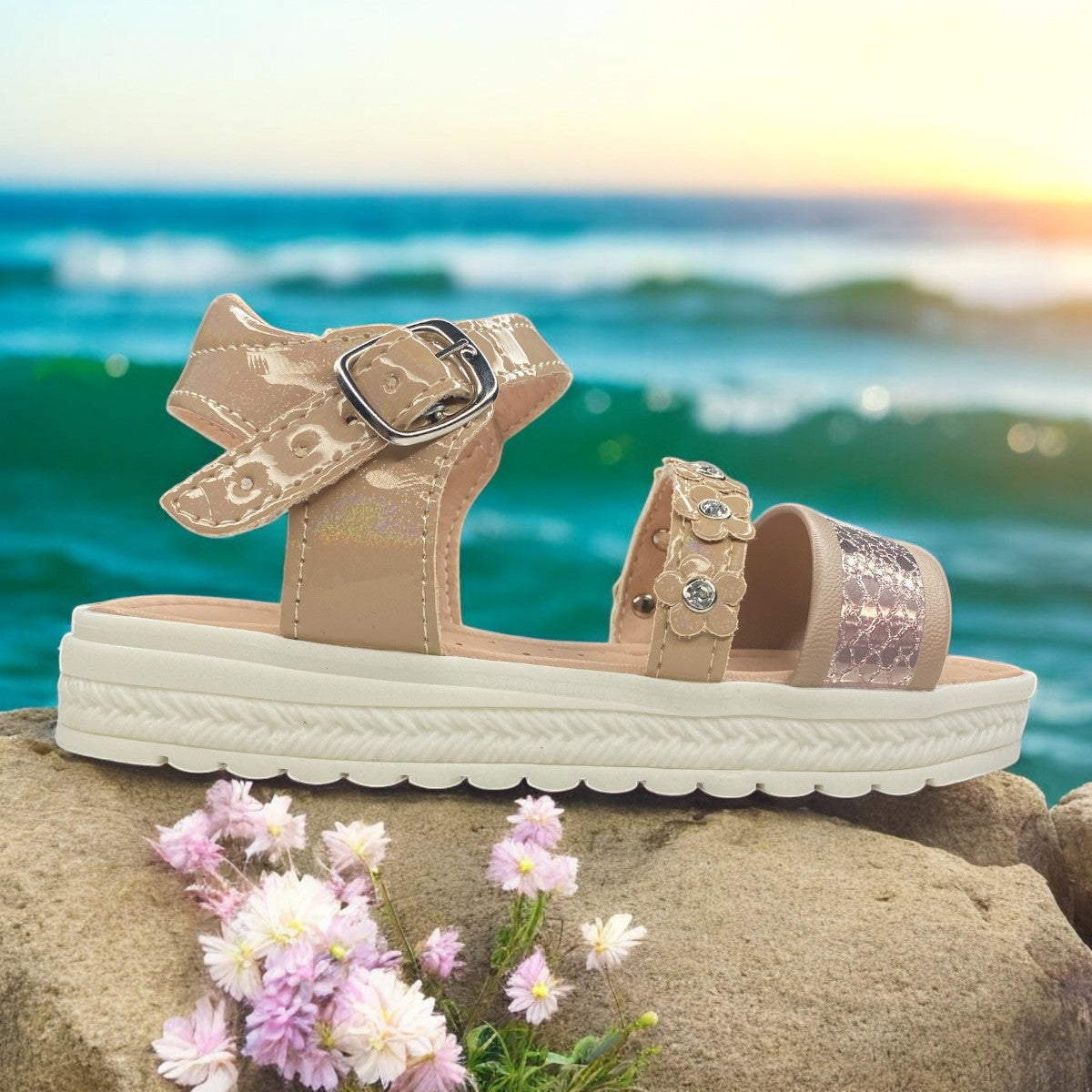 Huaraches Beige Para Niña, Comodidad Y Estilo
