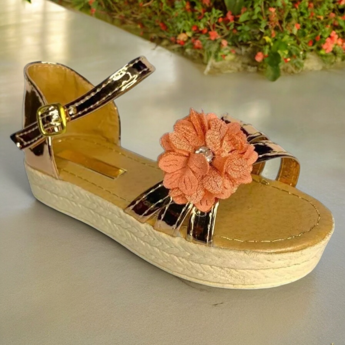 Huaraches Alpargatas Plataforma Flor Rosa Ninas Cute Frescos Las Cuatas.