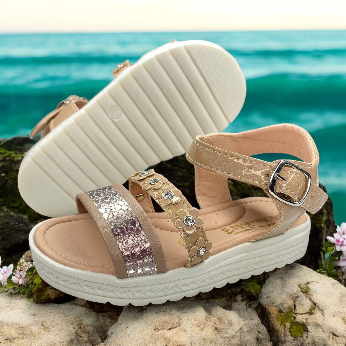Huaraches Beige Para Niña, Comodidad Y Estilo