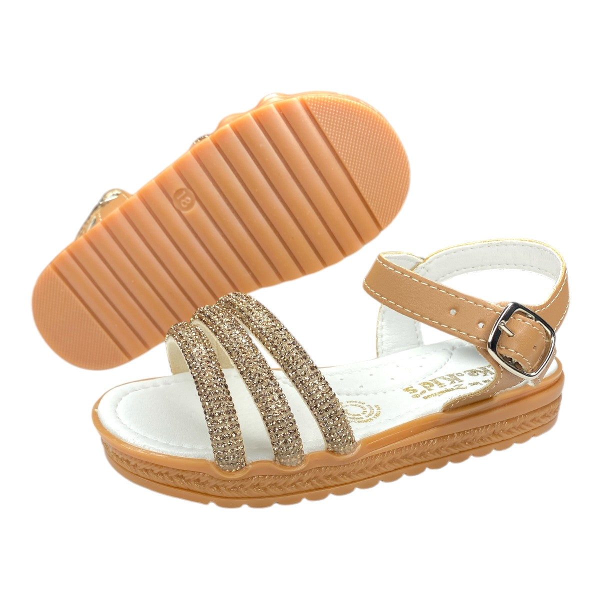 Huaraches Infantiles Dorados, Cómodos Y Elegantes Para Niña