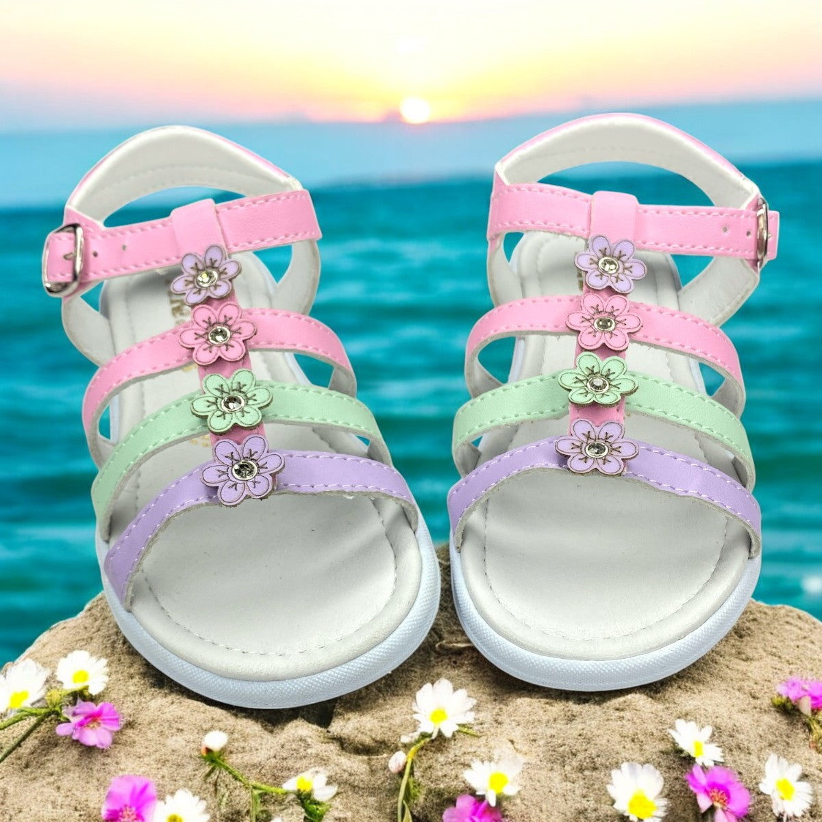 Huaraches Blancos Niña, Estilo Fresco Y Versátil