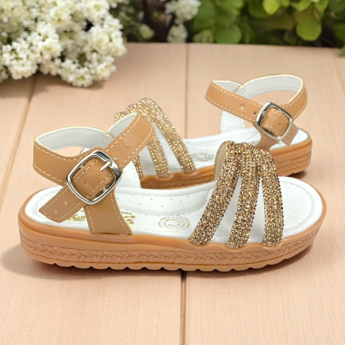 Huaraches Infantiles Dorados, Cómodos Y Elegantes Para Niña