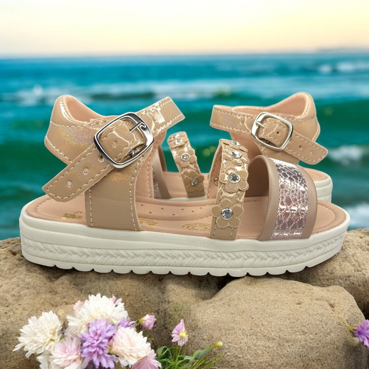 Huaraches Beige Para Niña, Comodidad Y Estilo
