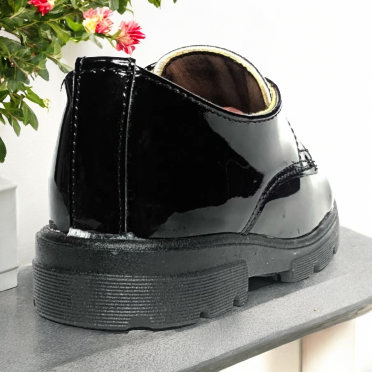 Zapato Choclo De Nina Charol Negro Moderno Casual Las Cuatas.