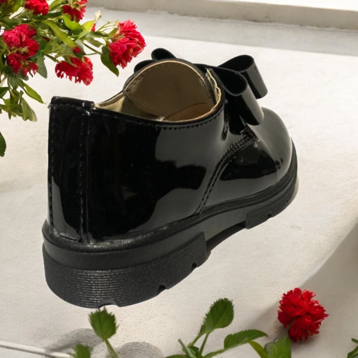 Zapato Choclo De Nina Charol Negro Moderno Casual Las Cuatas.