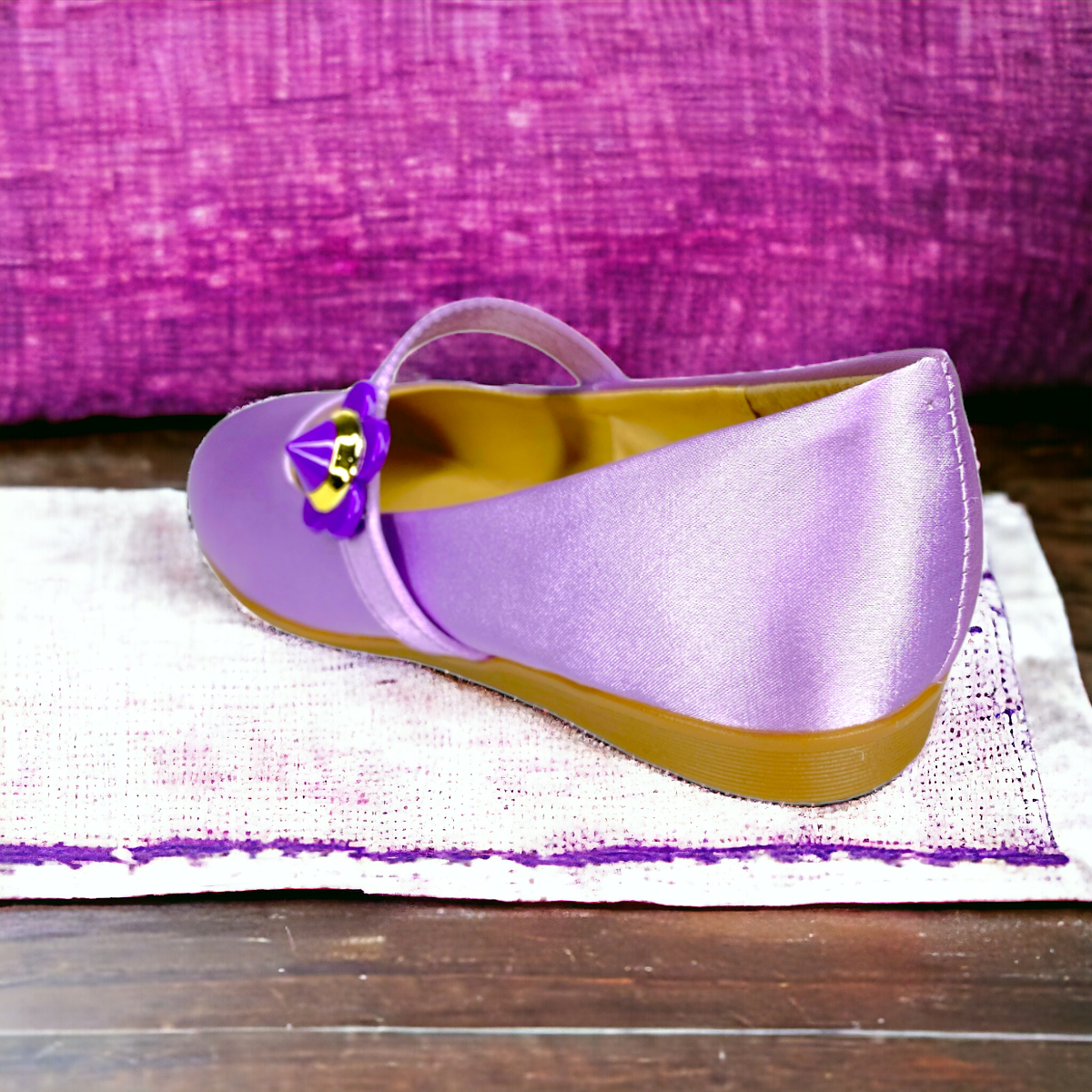 Zapatilla De Cenicienta Bella Durmiente Casual Lila Satin Aurora Las Cuatas.