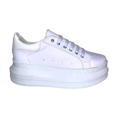 Tenis De Dama Blanco Plataforma Casuales Urbanos Moda Las Cuatas.