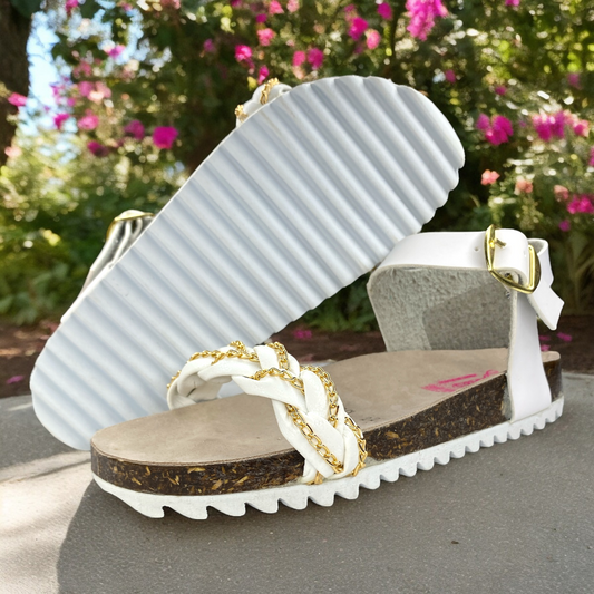 Huarache Mujer Trensa Casual Comodo Blanco Corcho Las Cuatas.