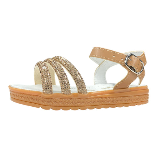 Huaraches Infantiles Dorados, Cómodos Y Elegantes Para Niña