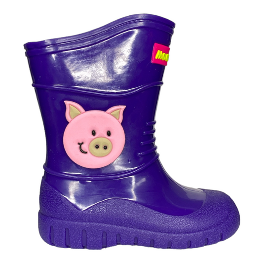 Botita De Lluvia Lila Bebe O Nina Con Forro De Tela Las Cuatas.